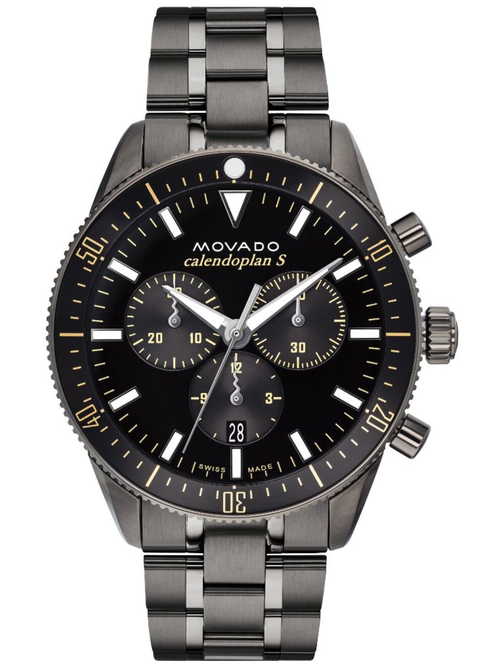 Movado Heritage Series Calendoplan S Black Dial with Black Bracelet 3650125